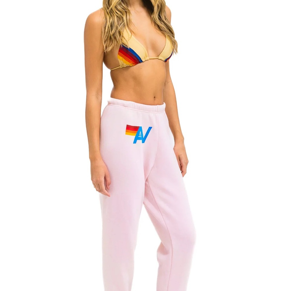 Aviator Nation Light Pink Logo Sweatpants MEDIUM